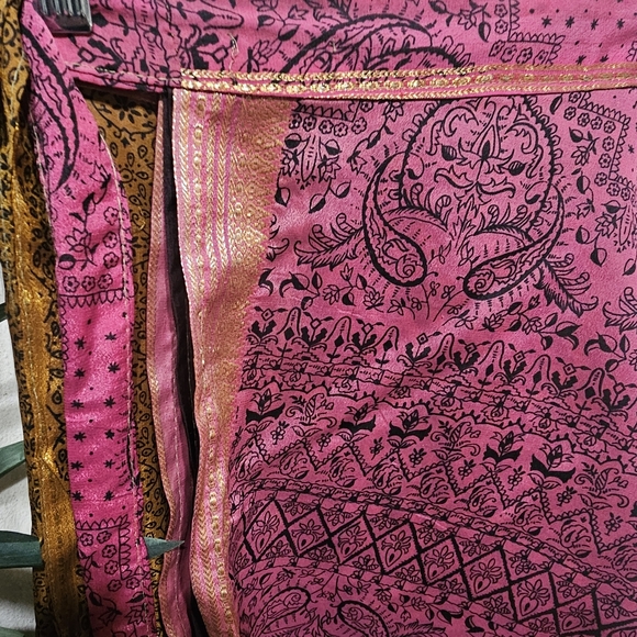 Earthbound Sari Silk Wrap Medium Length Skirt Small - Picture 3 of 6